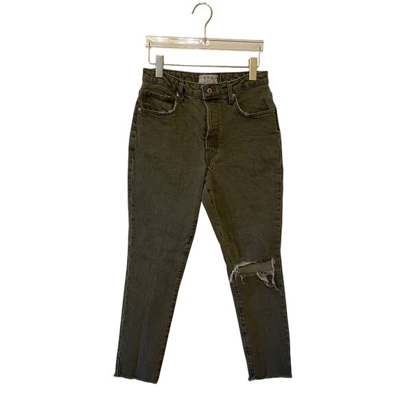We The Free 27 ripped rugged jeans bohemian button fly raw hemline blue denim - Picture 1 of 8